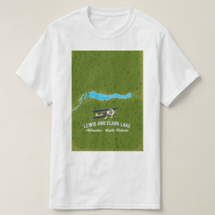 T-shirt affiche de la carte du lac lewis et clark.