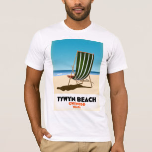 T-shirt Affiche de la plage de Tywyn Gwynedd Pays de Galle