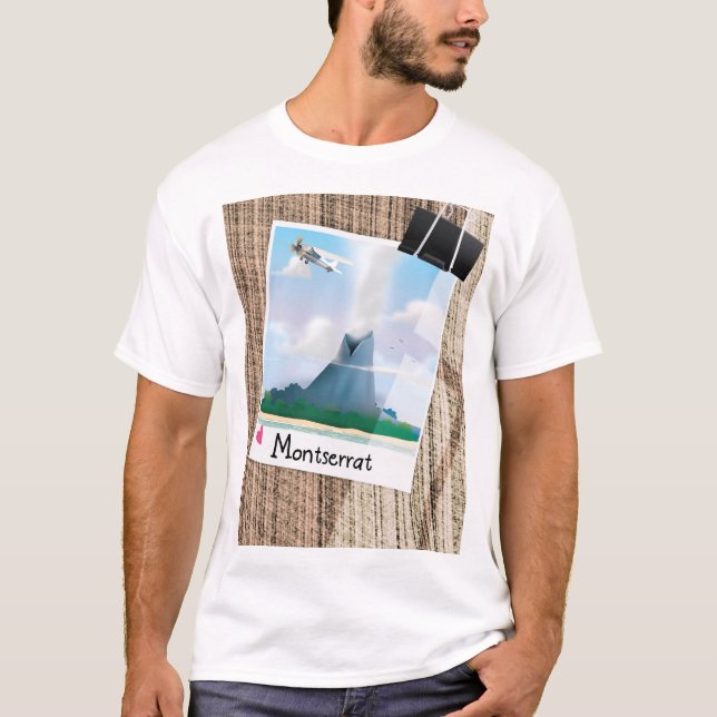 T-shirt Affiche de vacances du volcan Montserrat. (Devant)