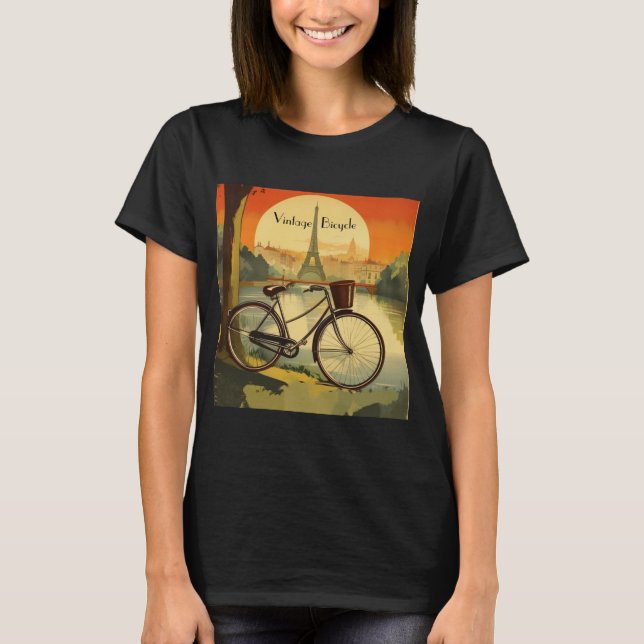 T-shirt Affiche de voyage à vélo, Paris personnalisable (Devant)