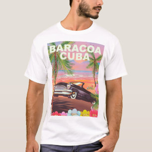 T-shirt Affiche de voyage automobile de Baracoa Cuba
