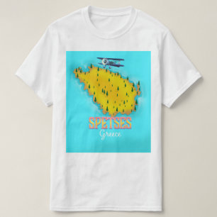 T-shirt Affiche de voyage carte de l'île grecque de Spetse