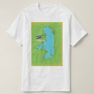 T-shirt Affiche de voyage carte du lac Flathead Montana Ét