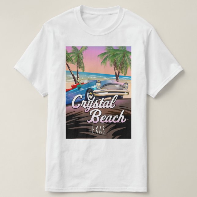 T-shirt affiche de voyage de Crystal Beach Texas (Design devant)