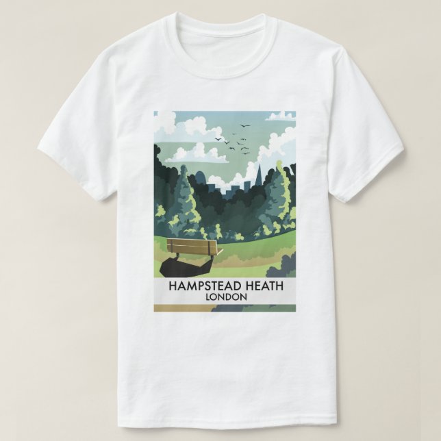 T-shirt Affiche de voyage de Hampstead Heath à Londres. (Design devant)