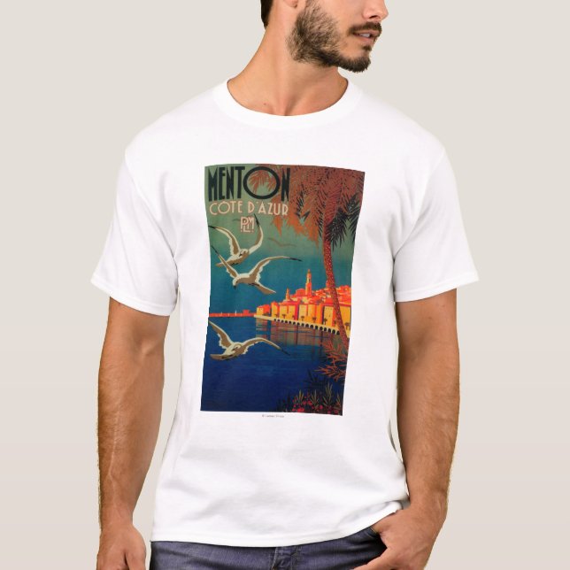 T-shirt Affiche de voyage de la Côte d'Azur # 1 (Devant)