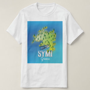 T-shirt Affiche de voyage de la Grèce de carte d'île de