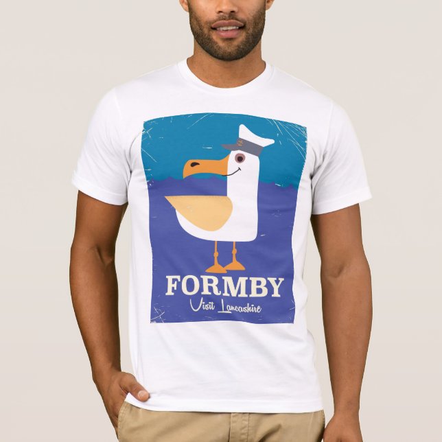 T-shirt Affiche de voyage de la mouette du Lancashire (Devant)