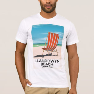T-shirt Affiche de voyage de la plage de landdwyn Anglesey