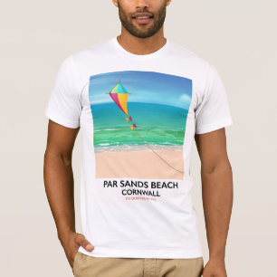 T-shirt Affiche de voyage de la plage de Par Sands Cornwal