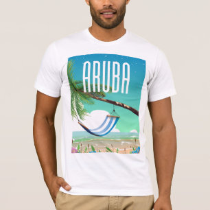 T-shirt Affiche de voyage de la plage hamac d'Aruba