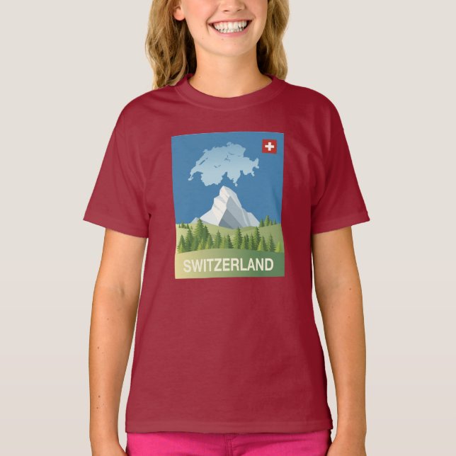 T-shirt Affiche de voyage de la Suisse (Devant)