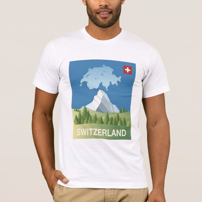 T-shirt Affiche de voyage de la Suisse (Devant)