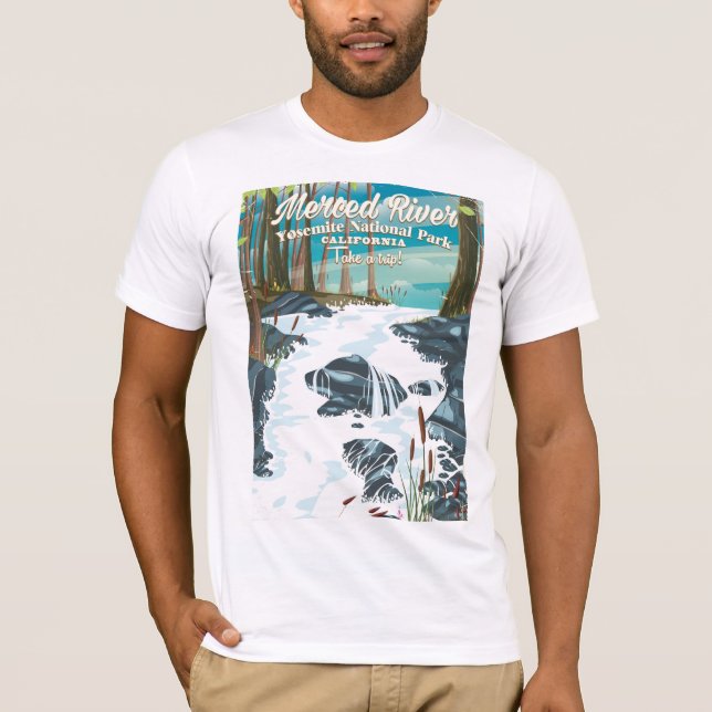 T-shirt Affiche de voyage de Merced River en Californie (Devant)