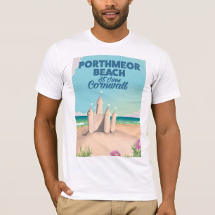 T-shirt Affiche de voyage de Porthmeor Beach, St Ives, Cor