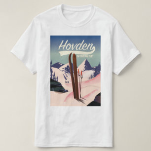 T-shirt Affiche de voyage de ski à Hovden en Norvège.