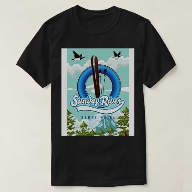 T-shirt Affiche de voyage de Sunday River Newry Maine Ski (Design devant)