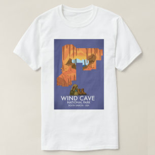 T-shirt Affiche de voyage du parc national Wind Cave Natio