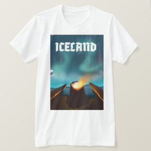T-shirt Affiche de voyage en Islande aurore boréale
