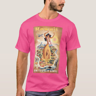 T-shirt Affiche de voyage Hawaii United Airlines 1950