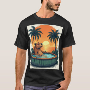 T-shirt Affiche de voyage rétro Capybara Bain à remous Sty