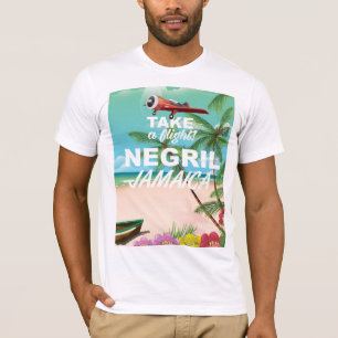 T-shirt Affiche de voyage vintage de la plage de Negril Ja