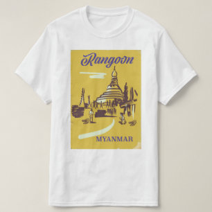 T-shirt Affiche de voyage vintage de Rangoon Myanmar