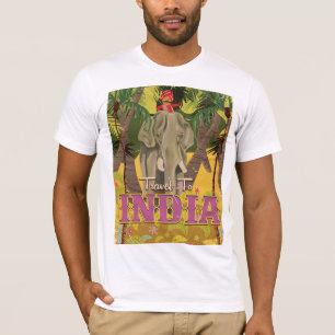 T-shirt affiche de voyage vintage d'éléphant indien