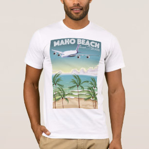 T-shirt Affiche plate de St Martin de plage de Maho