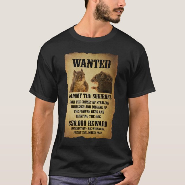 T-shirt Affiche Recherchée avec l'écureuil (Devant)