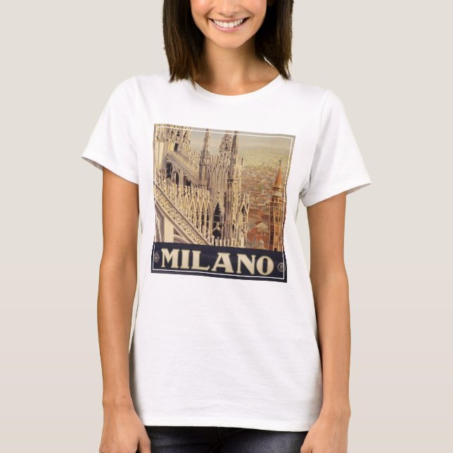 T-shirt Affiche Vintage voyage De La Cathédrale À Milan, I (Devant)