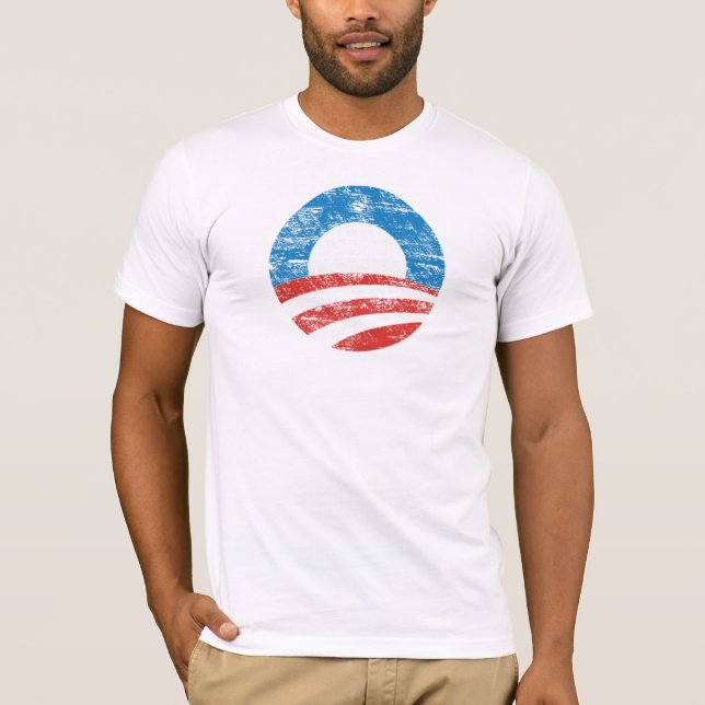 T-shirt affligé de logo d'Obama O (Devant)