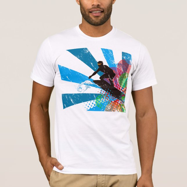 T-shirt affligé de paradis de surfer (Devant)