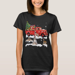 T-shirt Afghan Hound équitation Camion rouge Joyeux Noël X
