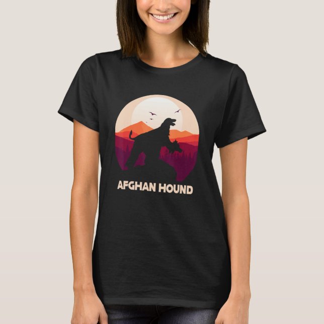T-shirt Afghan Hound under Moon for Halloween Costume (Devant)