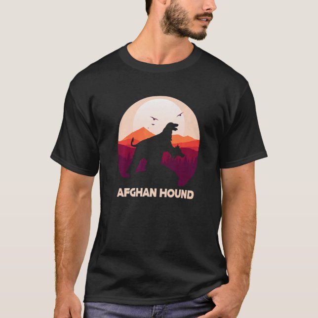 T-shirt Afghan Hound under Moon for Halloween Costume  1 (Devant)