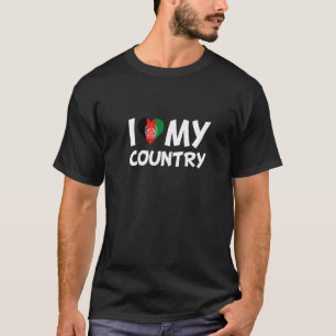 T-shirt Afghanistan Drapeau Coeur J'aime mon pays Afghanis