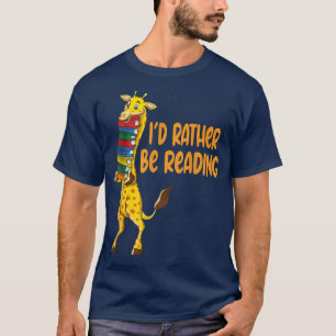 T-shirt Africa Giraffes A Stack Reading Books Lovers Funny