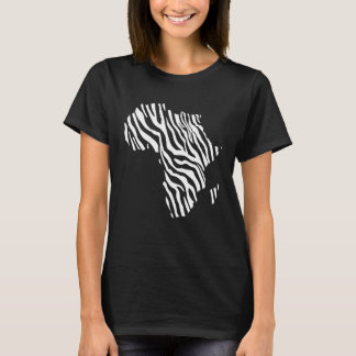 T-shirt Africa Map Filled With Zebra White Stripes Print P