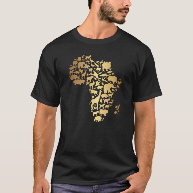T-shirt Africa Map with Animals African Continent Melanin (Devant)