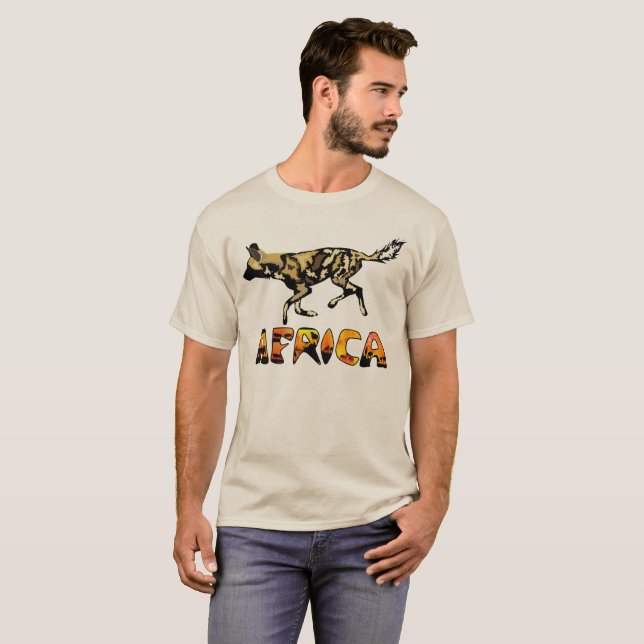 T-shirt africain de chien sauvage de safari (Devant entier)