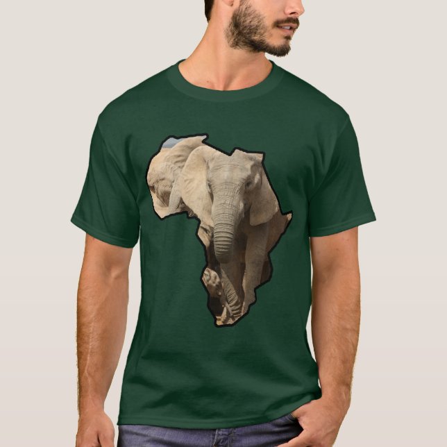 T-shirt Africain Faune Continent Eléphant Maman et Veau (Devant)