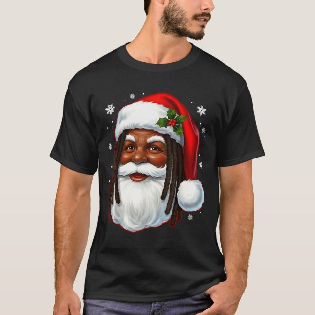 T-shirt African American Santa Christmas Cool Black X-mas  (Devant)