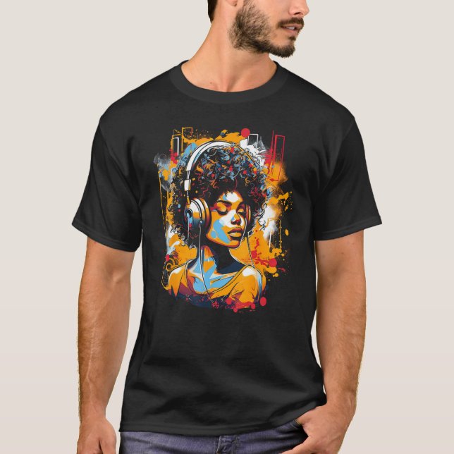 T-shirt African American Woman Black Girl Music Graffiti G (Devant)