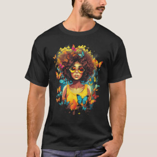 T-shirt African American Woman Black Girl With Butterflies