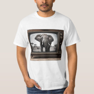 T-shirt African Elephant Sur La Télévision Analogique,