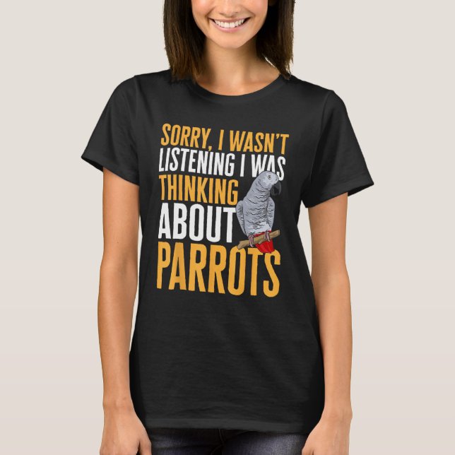 T-shirt African Grey Parrot Thinking About Parrots (Devant)