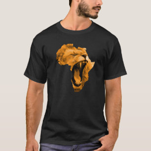 T-shirt African Lion Roaring Safari Culture Africa Map 1