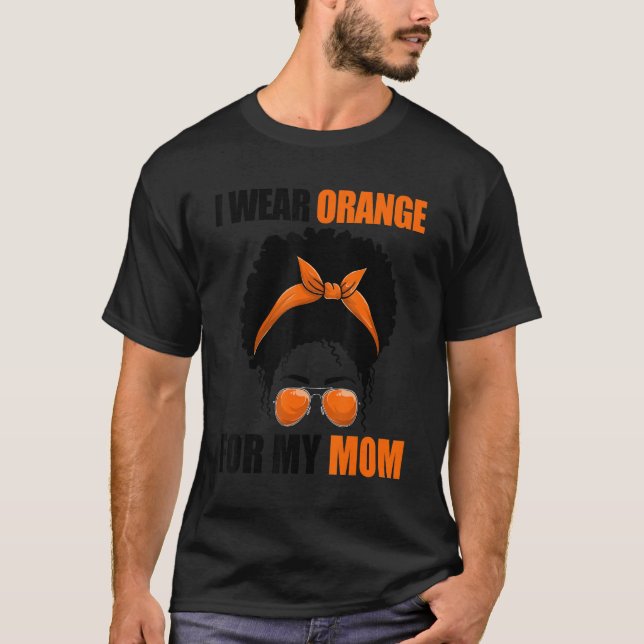 T-shirt African Messy Bun Leukemia Je Porte Orange Pour Mo (Devant)