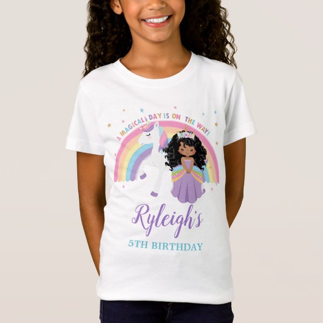 T-Shirt African Princess Unicorn Rainbow (Devant)